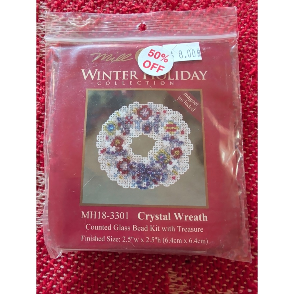 New Vintage Kit Mill Hill Winter Holiday Crystal Wreath Counted Bead‎ MH18-3301